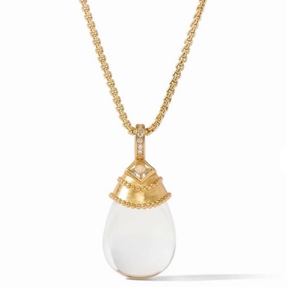 $175 Julie Vos Noel Pendant Necklace Iridescent Clear